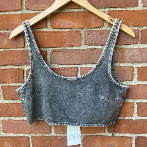 Zara Acid Wash Crop Top - Picture 1 of 9